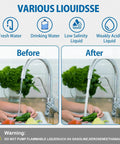 WASSERMANN 115V AC Diaphragm Pump filtering fresh water before and after use on vegetables with faucet in kitchen setting.