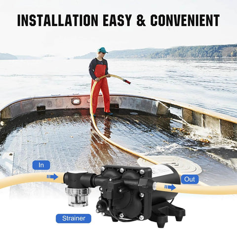 ECO-WORTHY 110V AC Fresh Transfer Diaphragm Water Pump On Demand 5.5GPM 70PSI High Pressure Water Booster Pump with hose on boat