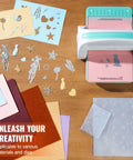All In One Die Cutting And Embossing Machine For Scrapbooking And Card Making 9 Inch A4 Opening Manual Starter Kit with craft paper and dies.
