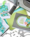 All In One 6 Inch Die Cutting And Embossing Machine Starter Kit with handmade cards and cutting dies.