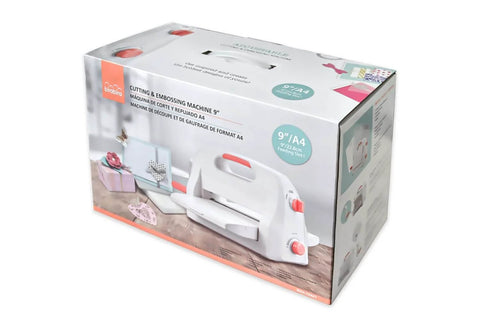 Boxed packaging of Die Cutting And Embossing Machine With Adjustable Height Gear System For Effortless Crafting, 9 Inch Opening For Paper