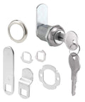 Diecast Drawer And Cabinet Lock Kit With Three Cams Trim Collar Two Washers Two Keys And Fasteners For Seven Eighths Inch Length And Nine Sixteenths Inch Maximum Panel Thickness Stainless Steel