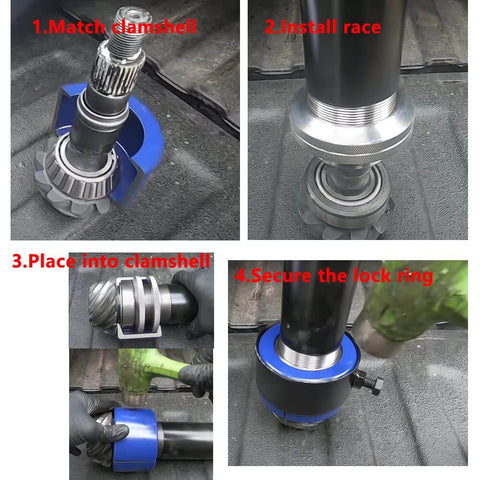 Beefy Heavy Duty Differential Carrier Bearing Puller Kit For Dana 30 44 50 60 And 8 To 9.5 Inch Axles in use on axle bearing