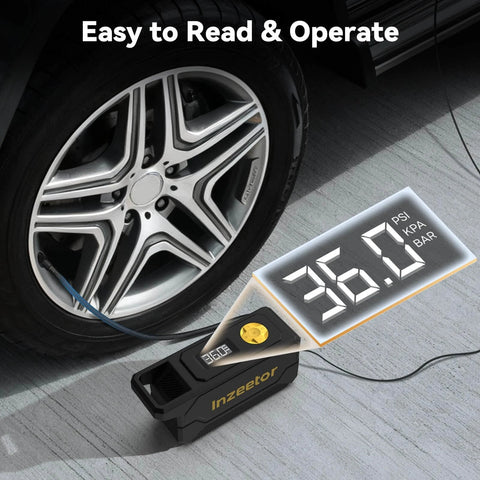 150 PSI Tire Inflator Portable Air Compressor, 12V DC Auto Shutoff Air Pump with Digital Pressure Gauge inflated tire