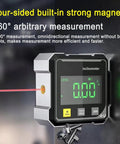 Angle Finder Inclinometer Protractor Tool With 4x90 Degree Range High Accuracy Large LED Display Magnetic Base USB Rechargeable