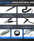 Automotive Test Light With Wide Range 3 To 70V LED Digital Voltage Display, Pro Grade Circuit Tester components and features