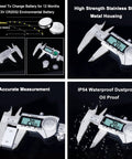 Digital Caliper, Caliper Measuring Tool Outside Micrometer with large LCD, stainless steel, IP54 splash proof, vernier dial display