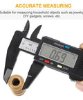 Digital Caliper, Sangabery 0-6 inches Caliper with Large LCD Screen measuring a metallic object