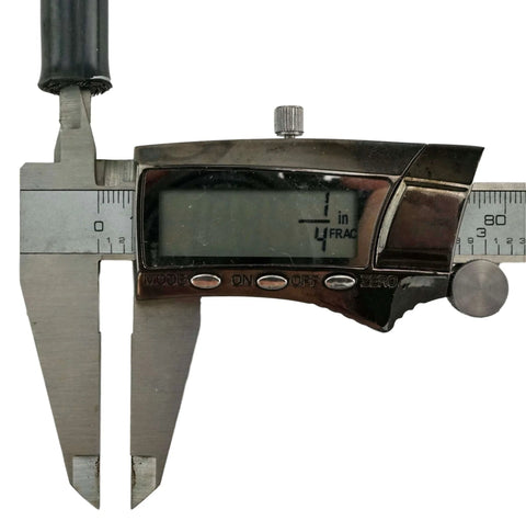 Caliper measurement of hydraulic hose for Quarter Inch Hydraulic Hose Assembly Two Wire Braided With Quarter Inch Male Npt Fittings On Both Ends 4000 Psi Working Pressure Minus Forty To Two Hundred Fifty Seven Fahrenheit Abrasion Resistant Cover Machine Crimped At Both Ends Multiple Lengths