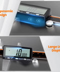 Digital Caliper, Rechargeable Calipers with Large LCD Screen showing ergonomic design and measurement reading, ideal for household use.