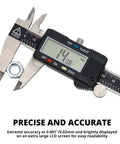 Electronic Digital Caliper Measuring Tool, 0 - 6 Inches Stainless Steel Construction with Large LCD Screen and nut being measured