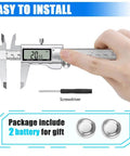 Digital Caliper Measuring Tool, Stainless Steel Vernier Caliper Digital Micrometer with Large LCD Screen, batteries included.