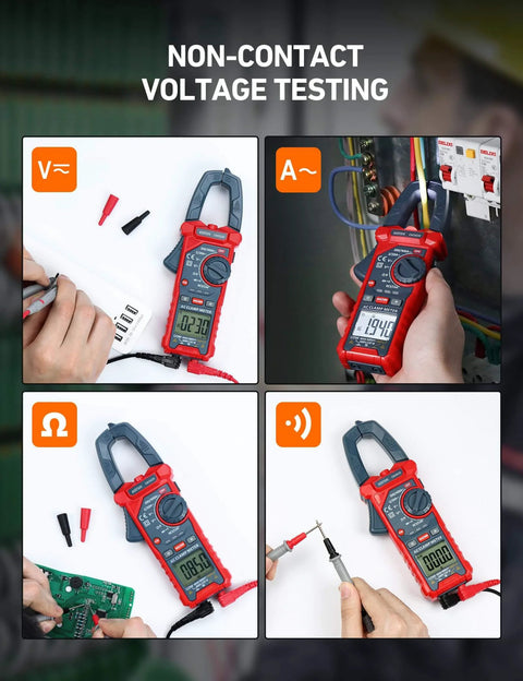 Digital Clamp Meter Multimeter 2000 Counts Amp Voltage Tester Auto-ranging with AC/DC Voltage and Resistance