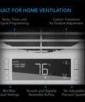 Digital display of Room To Room AC Infinity 8 Inch Through The Wall Fan With Reversible Airflow and temperature controls