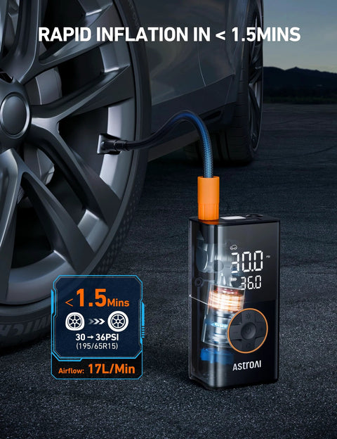 L7 Portable Tire Inflator And Cordless Mini Air Compressor With Digital Dual Value Display, 150 PSI Car Tire Pump