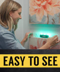 Woman using Sensors Light Level, Turns Green When Level, Digital/Electronic, 12-inch Magnetic Torpedo Leveler on wall art