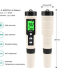 Digital Hydrogen Meter Water Quality Tester With ATC And Data Hold Function Pen Type Meter With LCD Display IP67 Waterproof