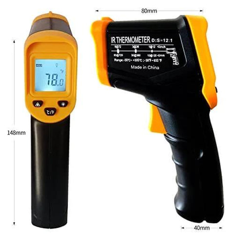 Digital Infrared Thermometer gun for cooking,BBQ,Pizza oven,Ir Thermometer with Backlight,-58℉~932℉(-50℃~500℃) handheld view