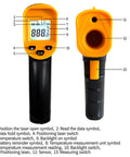 Digital Infrared Thermometer gun for cooking,BBQ,Pizza oven,Ir Thermometer with Backlight,-58℉~932℉(-50℃~500℃) display view
