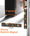 Digital Level 15.7 Inch With LCD Display And Magnetic Base 360 Degree Torpedo Level For Precise Vertical And Horizontal Layout Backlit Screen Protractor For Construction Carpentry HVAC And DIY Projects shown with V-groove base and strong magnet