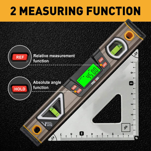 Digital Level With 11.5 Inch LCD Display And 360 Degree Inclinometer For Vertical And Horizontal Angles showing 45 degrees
