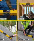 Rugged 48 inch digital level with a clear LCD readout and audible alerts used on solar panels, framing, roofing, and ADA applications.