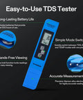 Digital pH and TDS Meter Kits, 0.01pH High Accuracy Pen Type pH Meter ± 2% Readout Accuracy in blue casing with visible TDS tester screen.