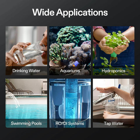 Uses of Digital pH and TDS Meter Kits for drinking water, aquariums, hydroponics, swimming pools, RO/DI systems, and tap water