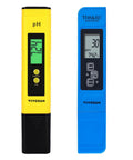 Digital pH and TDS Meter Kits, 0.01pH High Accuracy Pen Type pH Meter ± 2% Readout Accuracy 3-in-1 TDS EC Temperature Meter for Hydroponics, Pool and Aquarium, Yellow Blue, UL Certified displayed front view.
