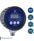 Digital Pressure Gauge With LCD Display For Industrial Use User Friendly Easy Readout Battery Powered By 9V Battery Included 1 Percent Accuracy 300 Psig Maximum Operating Pressure One Quarter Twenty Eighteen NPT Male Connector Auto Battery Saver Durable.