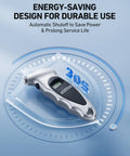 Front view of Digital Tire Pressure Gauge 0 To 150 PSI With Backlit LCD And Presta Valve Adaptor Included, silver with LCD display.