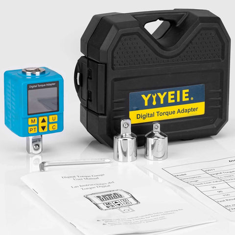 Heavy-duty Digital Torque Adapter, (±1% Accuracy, 40-300Ft-lb), 1/2" Digital Torque Wrench Adapter with case and sockets for auto repairs