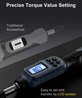 Digital Torque Screwdriver, 2.66-53.1 In-lbs/0.3-6 Nm, 1/4'' Drive with LED display showing precise torque setting