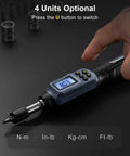 Hand holding Digital Torque Screwdriver, 2.66-53.1 In-lbs/0.3-6 Nm, 1/4'' Drive Inch Pound Torque Screwdriver with LED indicator