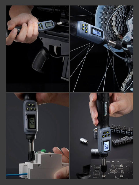 Digital Torque Screwdriver, 2.66-53.1 In-lbs/0.3-6 Nm, 1/4'' Drive Inch Pound Torque Screwdriver Electrician with Buzzer & LED Indicator in use.