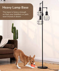 Dimmable Farmhouse Floor Lamp with Industrial Style Standing Light for Living Room and Bedroom, Three LED Edison Bulbs Included