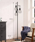 Dimmable Farmhouse Floor Lamp with Industrial Style Standing Light for Living Room and Bedroom, Three LED Edison Bulbs Included