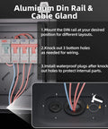 Weatherproof Outdoor Electrical Box 9.8 By 9.8 By 5.9 Inches Lockable Junction Enclosure With Din Rail Mount And Cable Gland setup