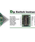 Luz de señalización Andon LED de tres niveles con zumbador integrado para líneas de producción industriales: diagrama de instrucciones de los interruptores DIP