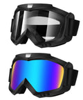 2 Pack Dirt Bike Goggles For Motorcycle ATV Riding Ski Racing Windproof Glasses, black and white frames with PC lenses