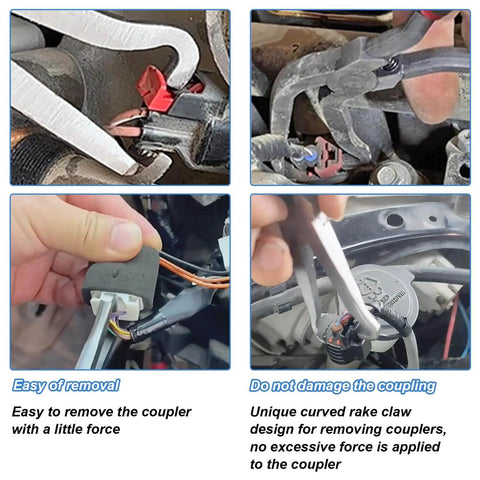 Electrical Disconnect Pliers Set For Cars And Auto Repairs, Must Have Pro Grade Fuel Line Tool Kit For Push Tab Connectors, Fuel Injectors And Air Sensors, Includes 1 Straight And 1 60 Degree Angled Pliers, Industrial Grade Durability in use removing coupling.