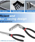 Electrical Disconnect Pliers Set For Cars And Auto Repairs, includes straight and angled pliers with non-slip grip and serrated head.