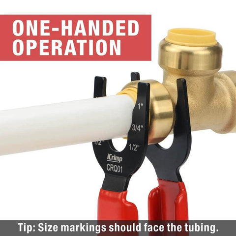 Disconnect Tong For Brass Push To Connect Fittings One Half Inch Three Quarter Inch And One Inch Removal Tool in use