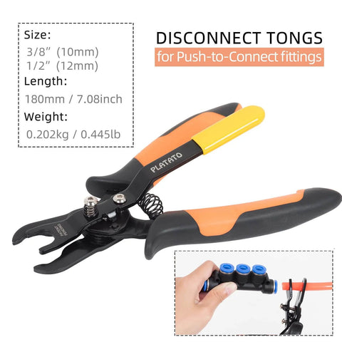 Push To Connect Fittings Disconnect Tool For 3/8 And 1/2 Inch Pneumatic Air Hose Quick Connects, Quick Release Pliers For 10mm And 12mm Lines