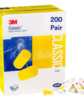 Disposable Foam Ear Plugs With NRR 29 For Drilling Grinding Machining Sawing And Welding Uncorded, box of 200 pairs displayed.
