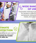 Disposable Lab Coats For Adults Medium Pack Of 10 White Knee Length With Knit Collar Cuffs 50 GSM SMS PPE for Workplace Protection