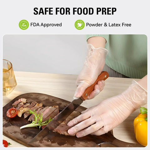 Disposable Vinyl Gloves For Food Prep And Cooking, Powder Free Latex Free Clear PVC Gloves For Kitchen Food Handling
