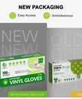 Disposable Vinyl Gloves For Food Prep And Cooking, Powder Free Latex Free Clear PVC Gloves packaging comparison