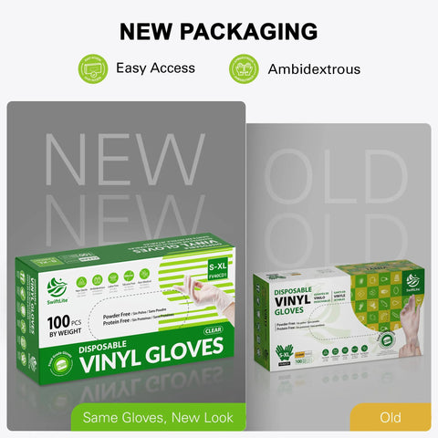 Disposable Vinyl Gloves For Food Prep And Cooking, Powder Free Latex Free Clear PVC Gloves packaging comparison