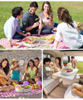 Divided Rotating Serving Tray With Lid And Handle 12 Inch Clear Lazy Susan Organizer used at picnics and gatherings with snacks